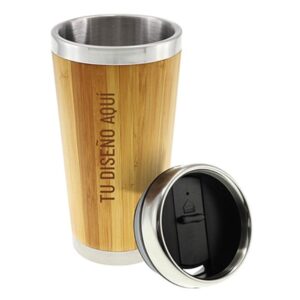 vaso mug bambu estampado con logo